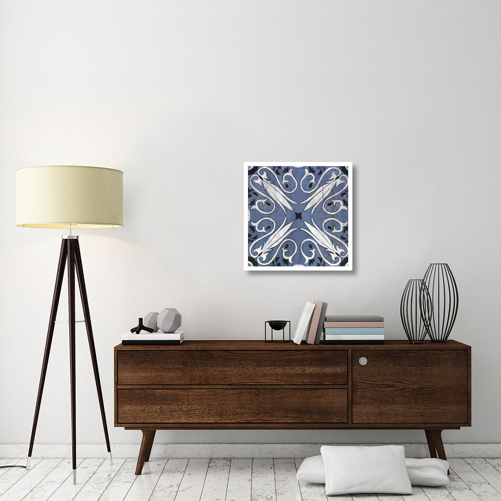 "Oxford II Indigo and Cream" Digital Paper Print by Silvia Vassileva, 26"x26"