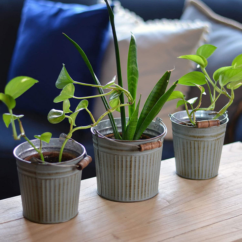 3 Piece Corrugated Bucket Cache Pot Planter