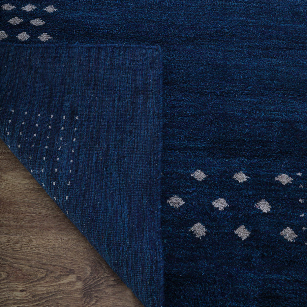 HAND KNOTTED LOOM WOOL ECO-FRIENDLY AREA RUGS - Rectangle, Blue, Contemporary