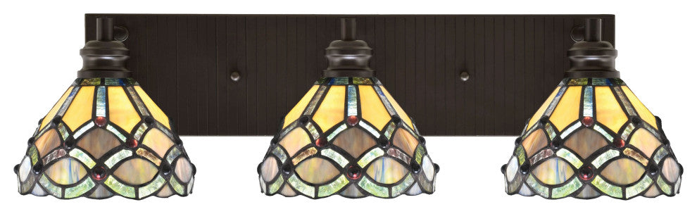 Edge 3-Light Bath Bar, Espresso Finish, 7" Grand Merlot Art Glass