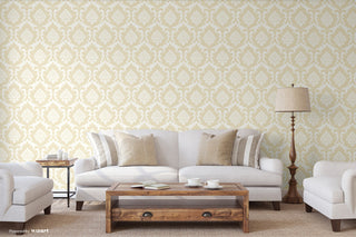 Osbourne Light Gold Damask Wallpaper