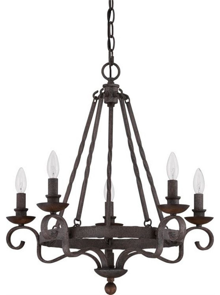Noble 5-Light Chandelier, Rustic Black