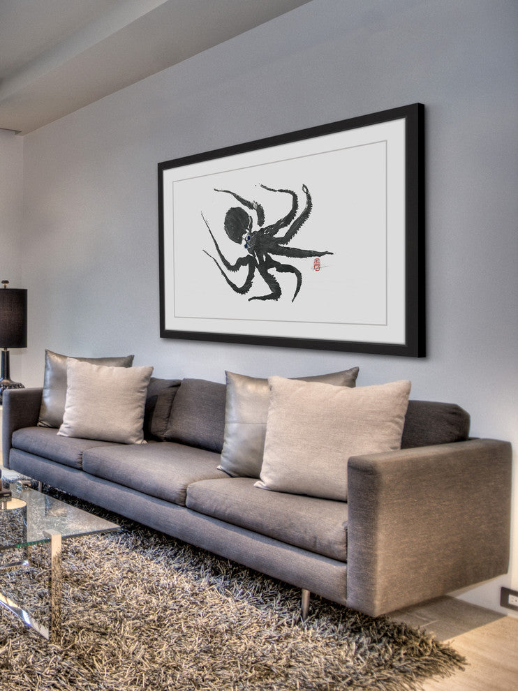 "Hunting Octopus" Framed Painting Print, 24"x16"