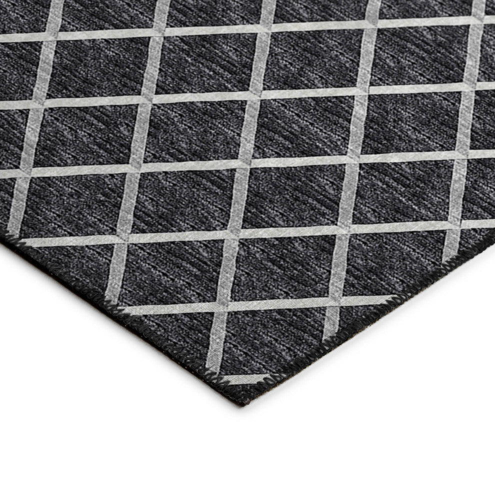 Indoor/Outdoor York YO1 Black Machine Washable 10' x 10' Rug