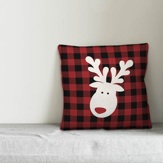 Cute Plaid Reindeer Pillow, 20x20, Throw Pillow