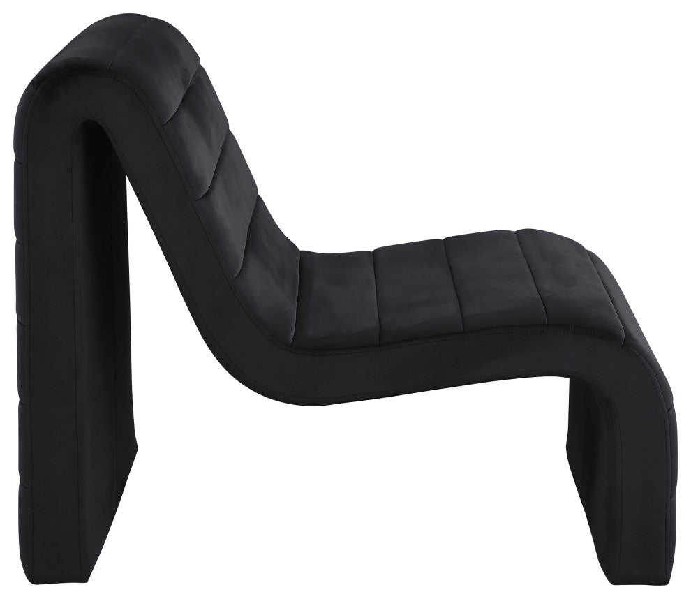 Ivy Upholstered Accent Chair, Black, Velvet