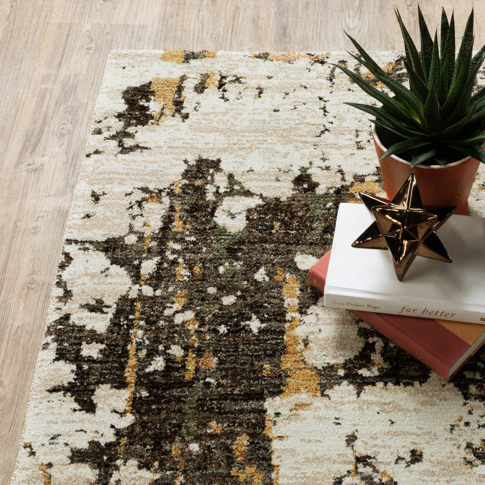 Elements Marble Beige/Charcoal Area Rug, 6'7"x9'6"