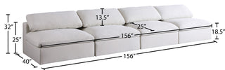 Serene Linen Textured Fabric Deluxe Comfort 4-Piece Modular Sofa, Cream