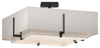 Exos Square Double Shade Semi-Flush, Natural Anna/Flax, Black