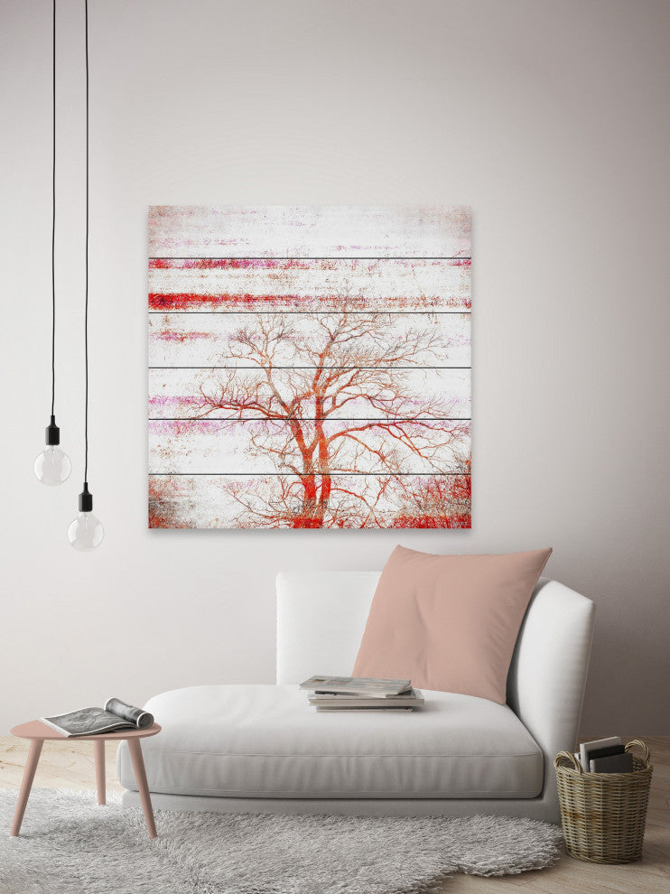 "Orange Tree" Print on White Wood, 40"x40"