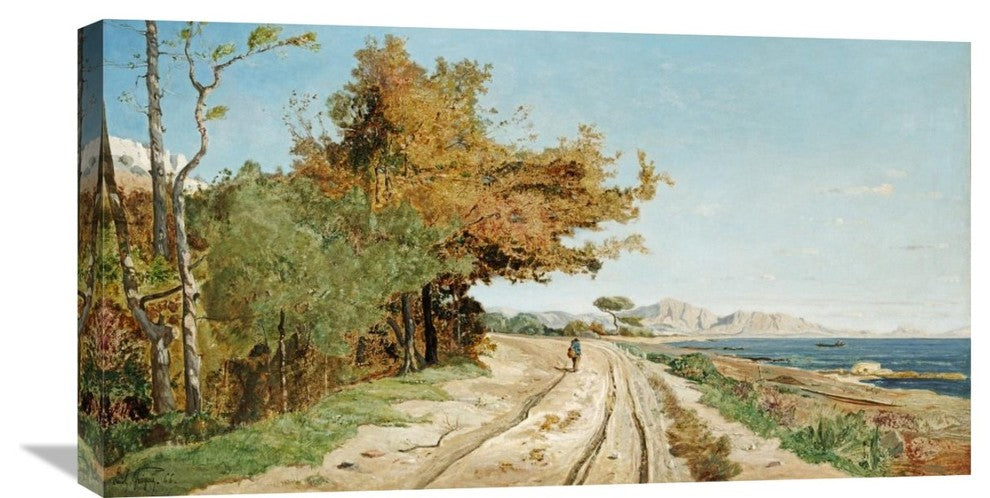 "Road On The Edge of The Mediterranean, Near Marseille" Artwork, 30" x 16"