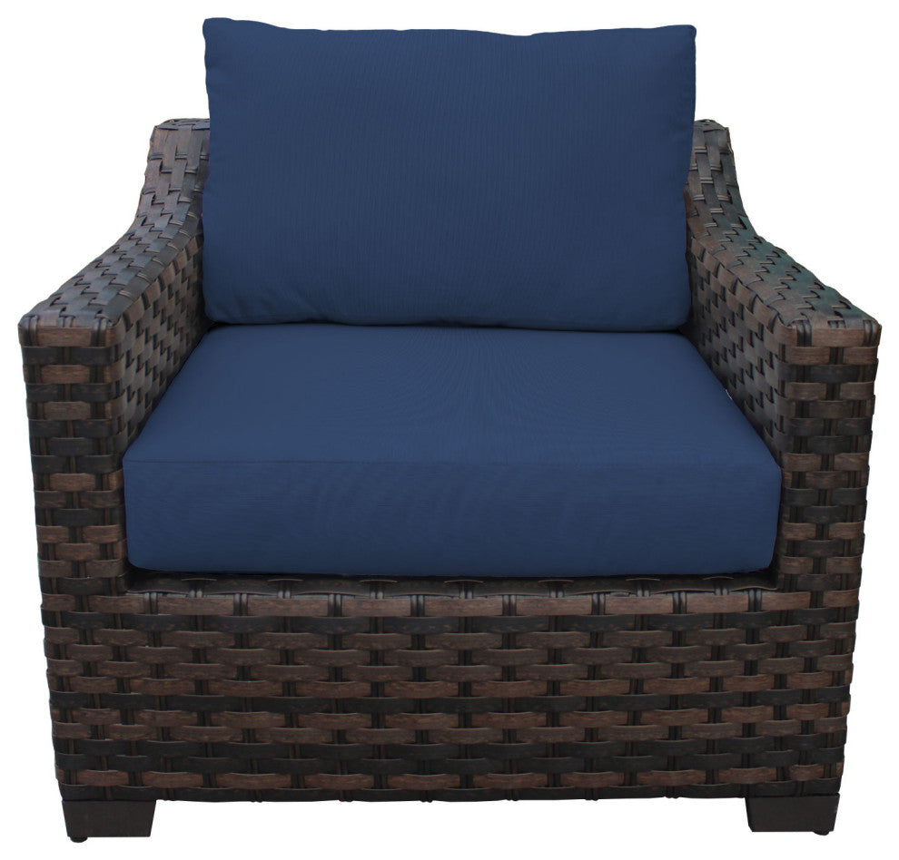 kathy ireland River Brook 8 Piece Wicker Patio Furniture Set, Midnight