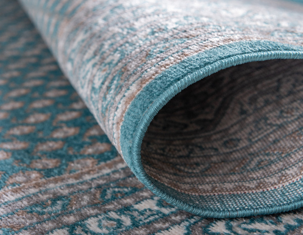 Unique Loom Teal Allover Williamsburg 4'x6' Area Rug