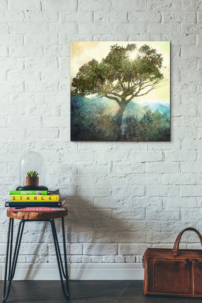 "Tree And Sun" Giclee Canvas Wall Art, 26"x26"