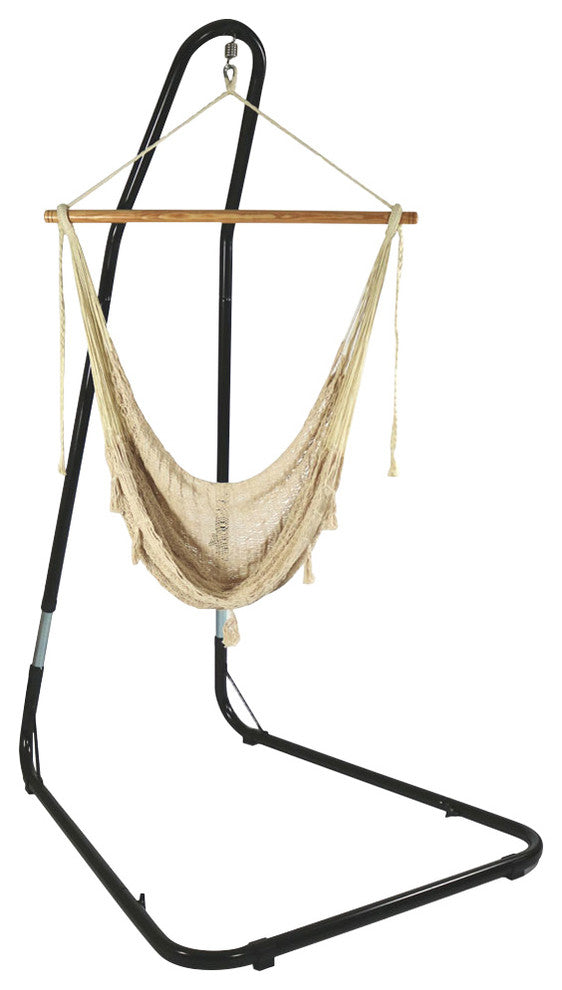 Sunnydaze Large Natural Mayan Hammock Chair with Portable Adjustable Stand
