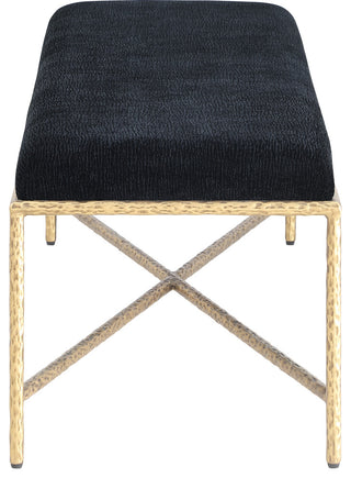 Valley Upholstered Bench, Black, 54" W x 18" D, Gold, Chenille Fabric