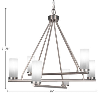 Trinity 6 Light Chandelier Shown, Graphite Finish With 2.5" White Marble Glass