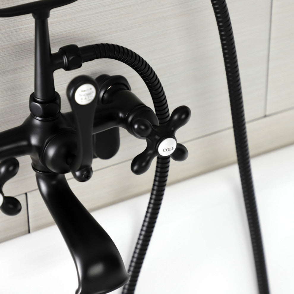 AE57T0 Wall Mount Tub Faucet With Hand Shower, Matte Black