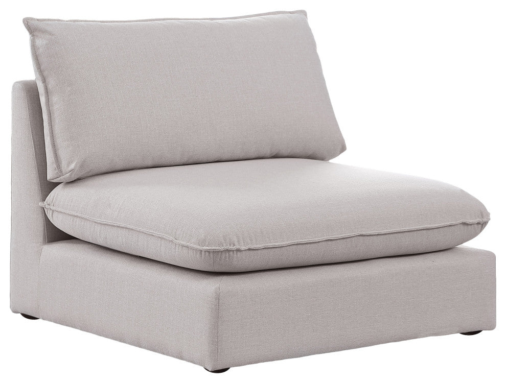 Mackenzie Linen Textured Fabric Upholstered Armless Chair, Beige