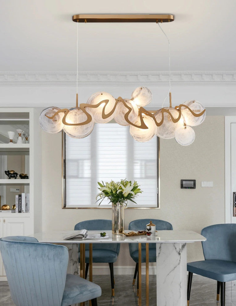 Modern gold glass chandelier for dining room, livimg room, bedroom