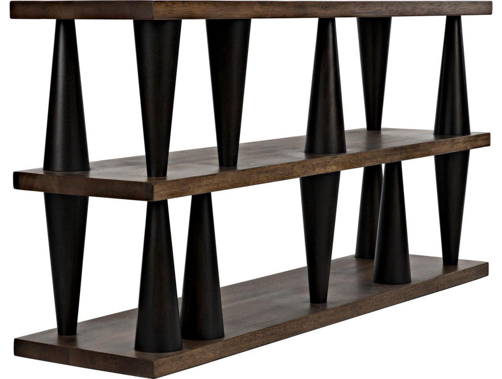 Ebony And Walnut Finish Console Table