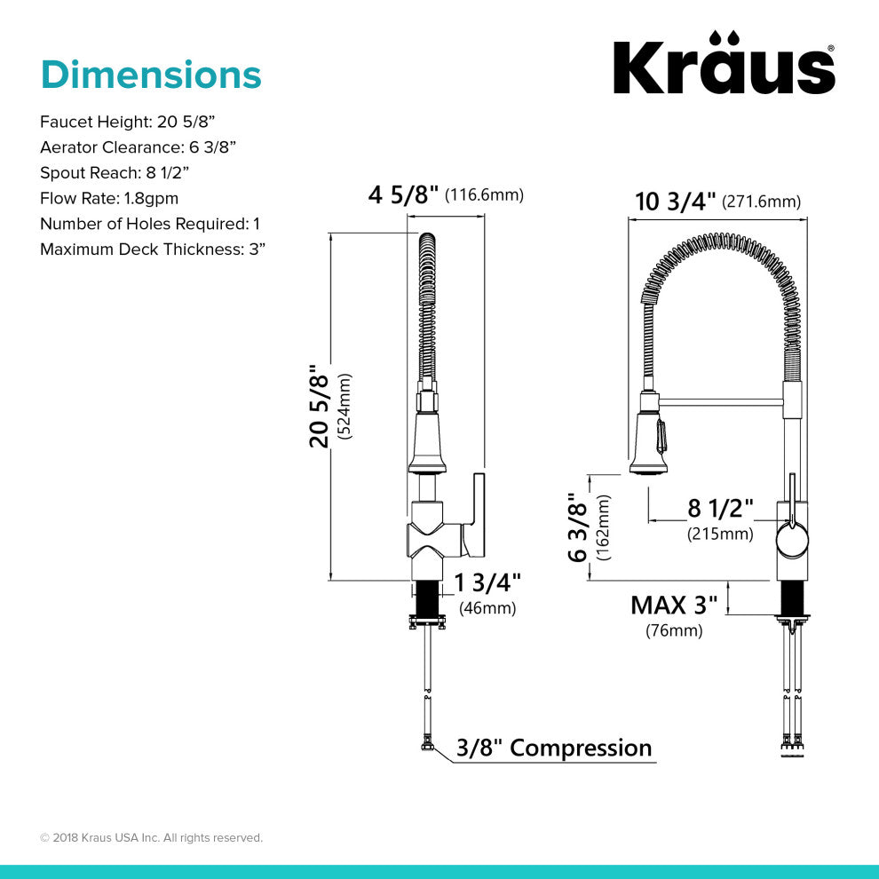 Britt Commercial Style 3-Function Pull-Down 1-Handle 1-Hole Kitchen Faucet, Spot Free Stainless Steel With Soap Dispenser
