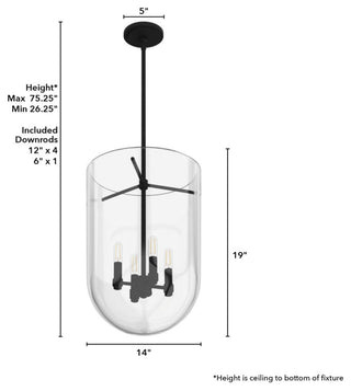 Hunter 14" Sacha Natural Iron 4-Light Pendant Ceiling Light Fixture