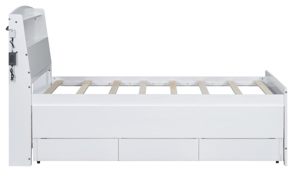 Gewnee Twin Size Platform Bed with Storage LED Headboard