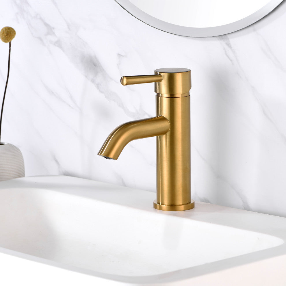 Luxier BSH03-S Single-Handle Bathroom Faucet with Drain, Brushed Gold