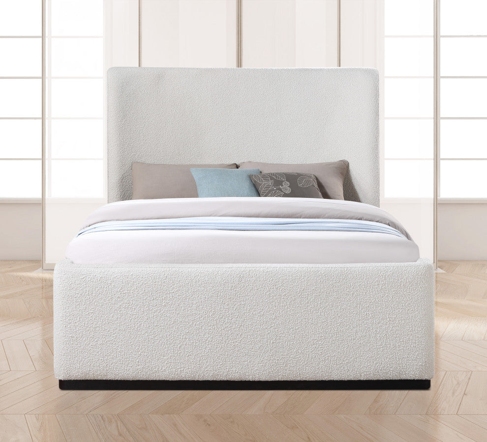 Oliver Boucle Fabric Upholstered Bed, Cream, Full
