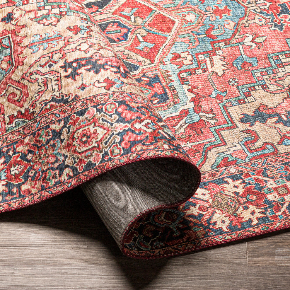 Iris IRS-2310 Traditional Red/Blue 6' Square Area Rug