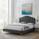 Platform Bed Frame, Full Size, Velvet, Dark Gray, Modern Contemporary