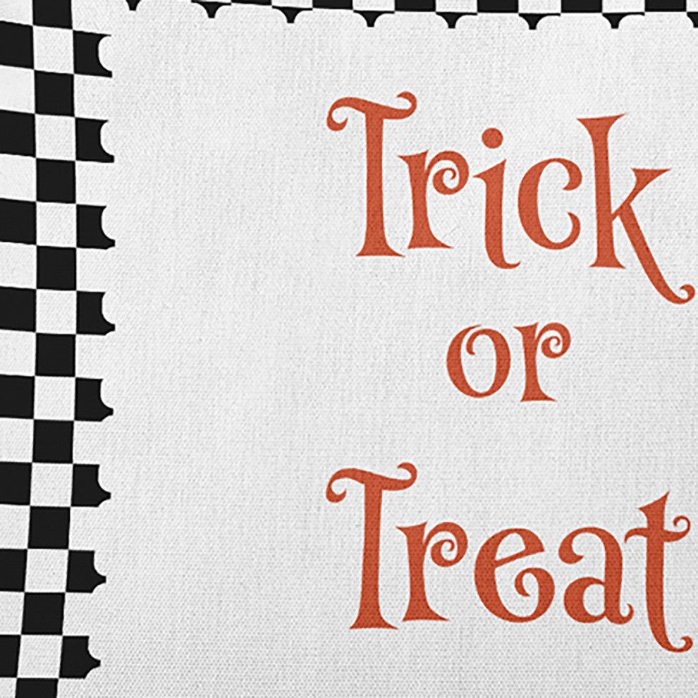 Halloween Trick or Treat Checks Accent Pillow, Black, 18"x18"