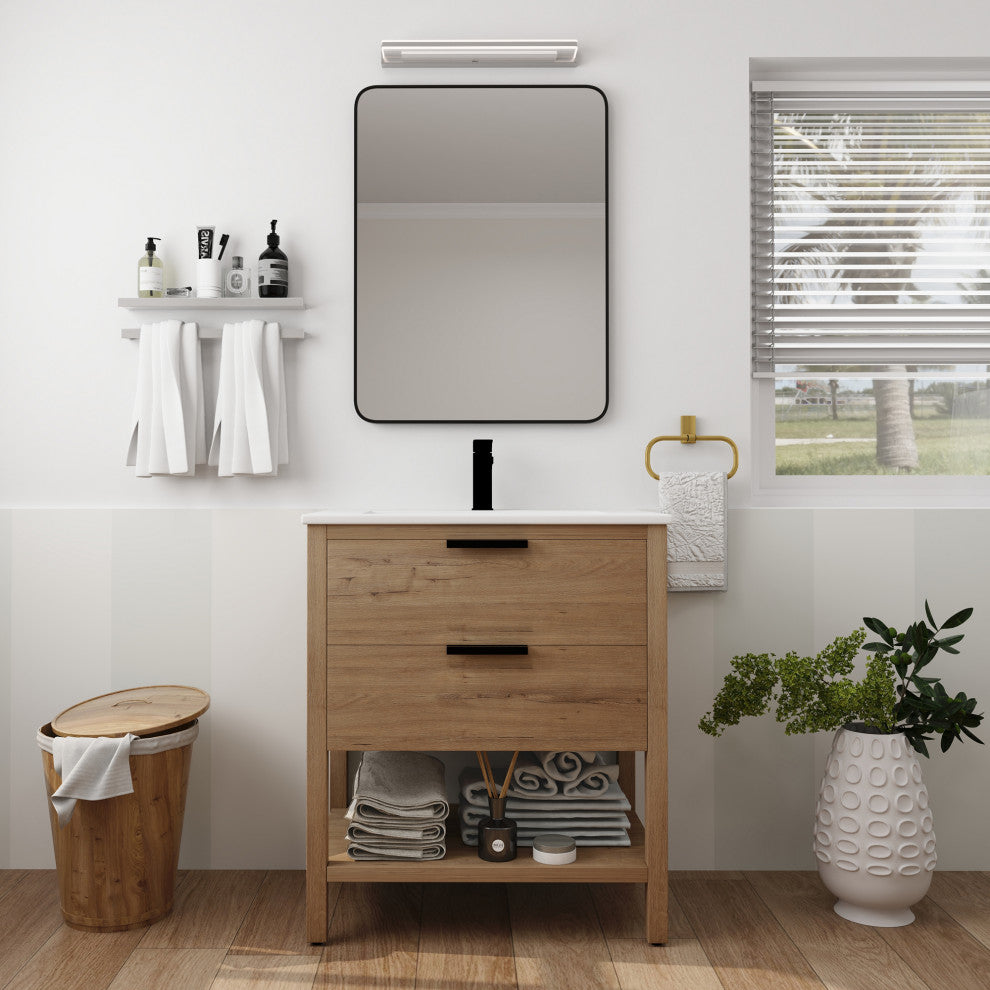 Plywood Freestanding Bath Vanity Set, Integrated Sink