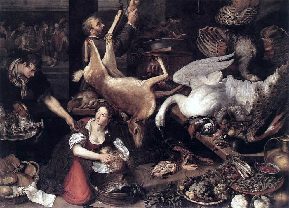 The Younger Adriaen Van  Nieulandt Kitchen Scene Gallery Wrapped Canvas Print