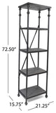 Annabelle Industrial Four Shelf Bookcase, Gray Finish, Pewter Finish