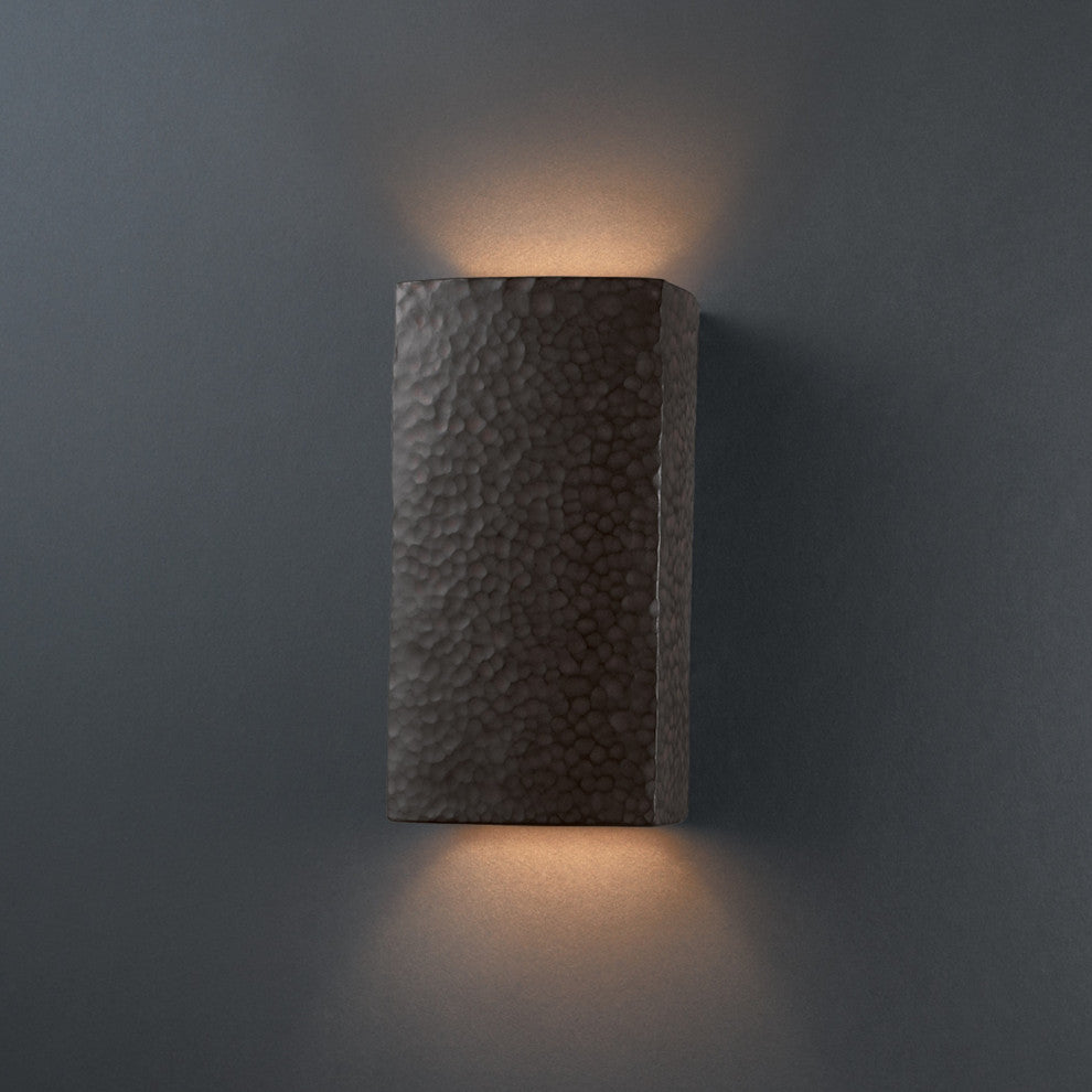 Ambiance Collection, ADA Outdoor Small Ceramic Wall Sconce Finish, LED, Hammered Iron