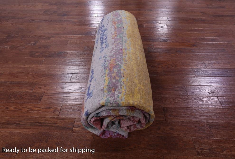 12' 0" X 15' 2" Wool & Silk Abstract Hand-Knotted Rug - Q14858
