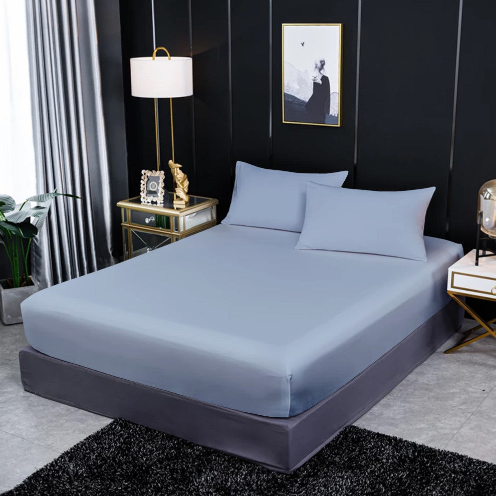 Organic Cotton Fitted Sheet, Light Blue, King, 78"x80"