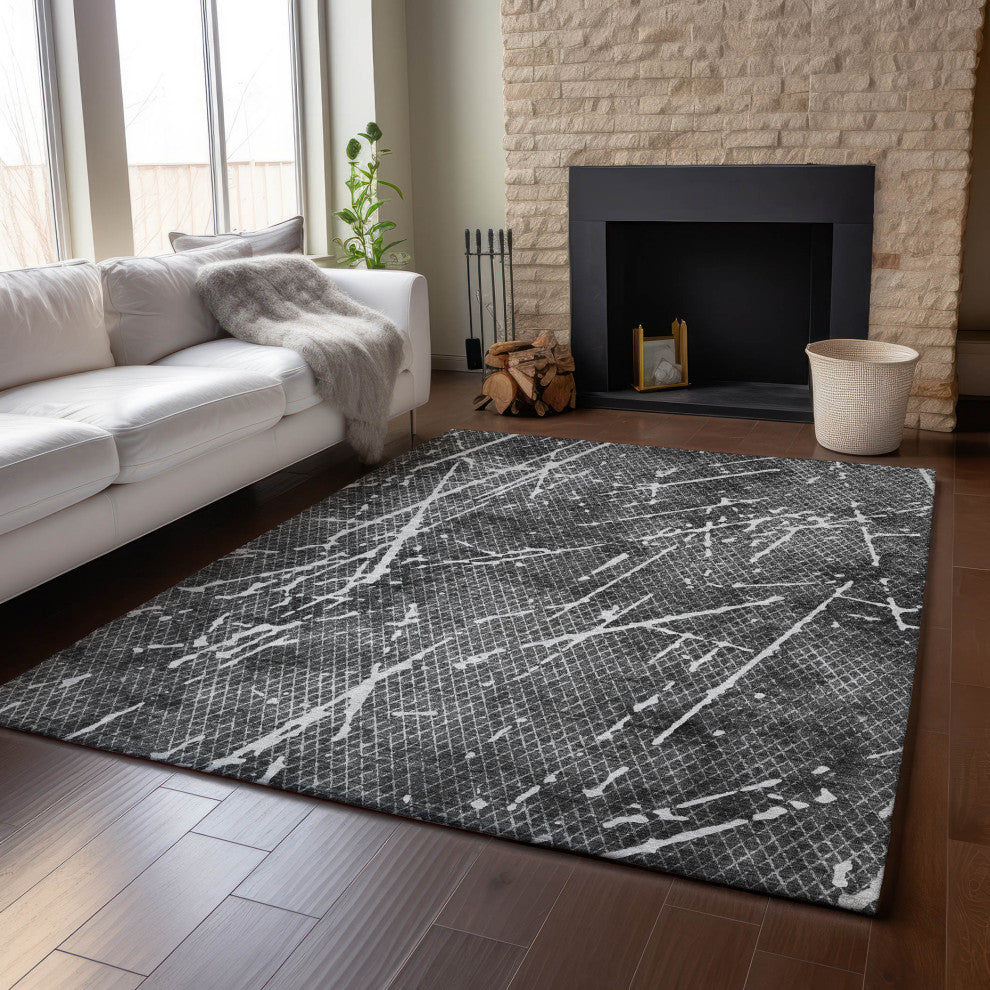 Premium Machine Washable Mayfield AMF628 Charcoal 2'6" x 3'10" Rug