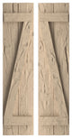 Rustic 2 Board Joined B-N-B Faux Wood Shutters, Hand Hewn, 11x62"