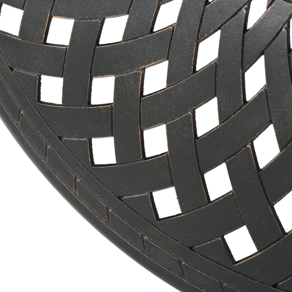 GDF Studio Arianna Outdoor Aluminum Bar Set With Patina Copper Finish, 3 Piece Set