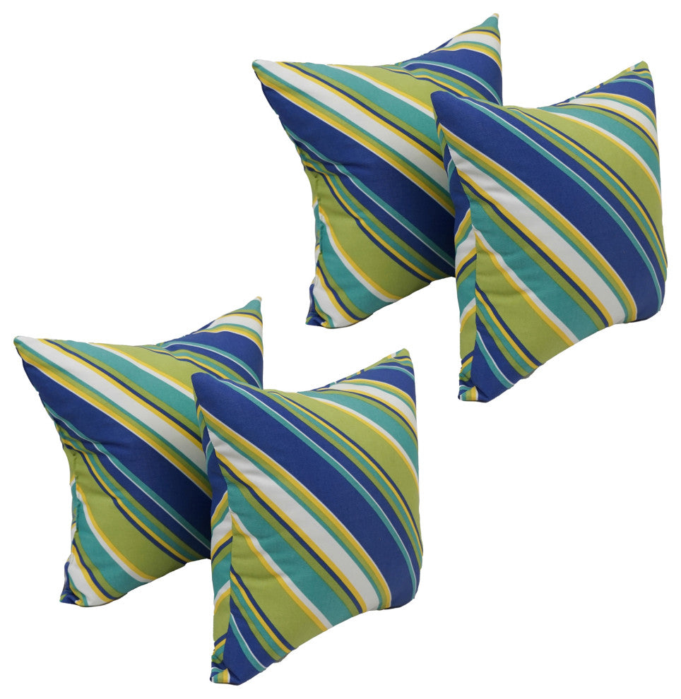 17" Square Polyester Outdoor Throw Pillows, Set of 4, Browning Sunblue