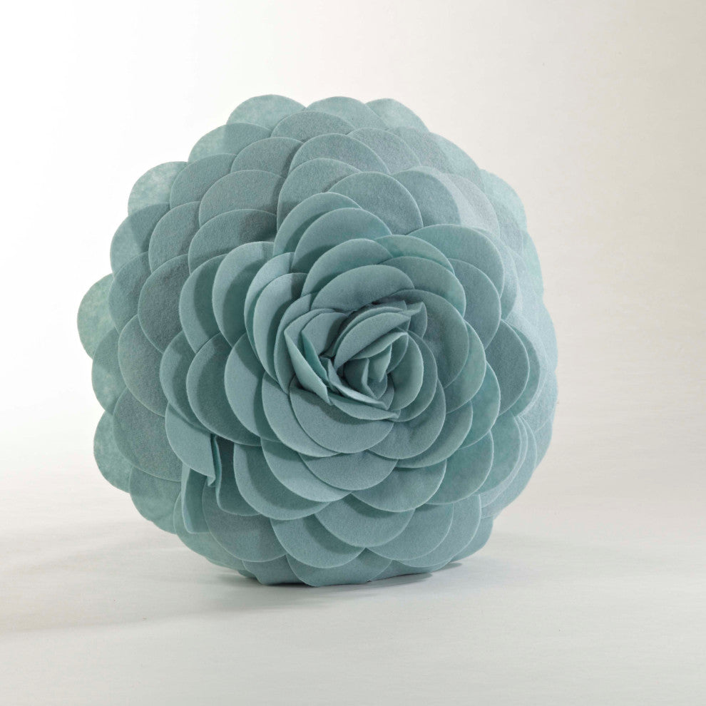 Circular Multicolor Flower Decorative 13"Round Throw Pillow, Aqua, 13"x13"