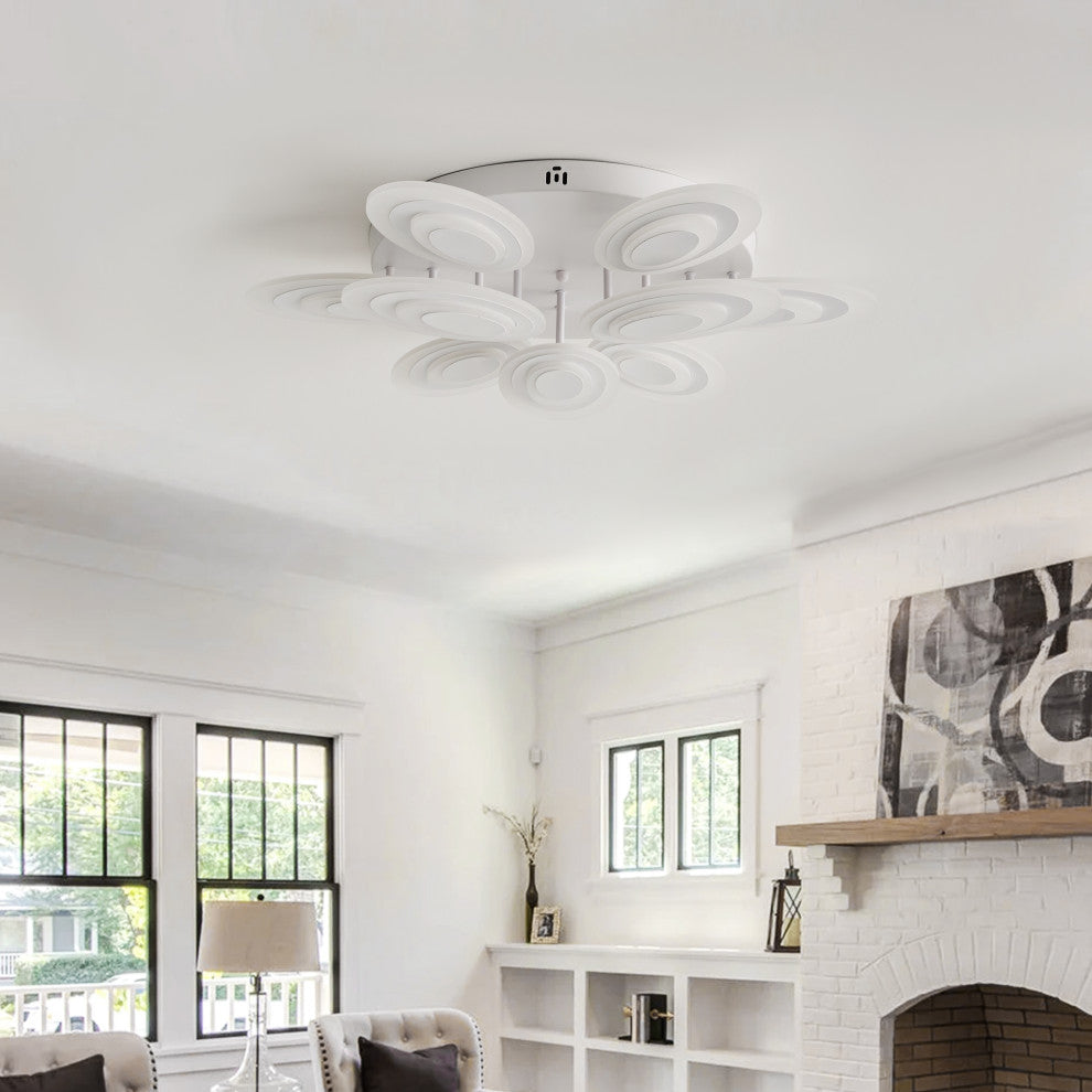 Modern Matte White Flower Shape Semi Flush Mount Ceiling Lamp