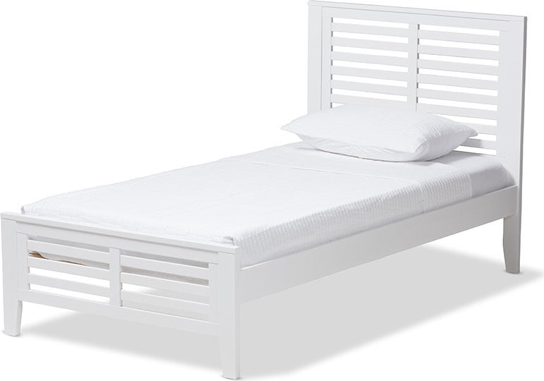 Sedona Modern Classic Mission Style White Wood Platform Bed, Twin