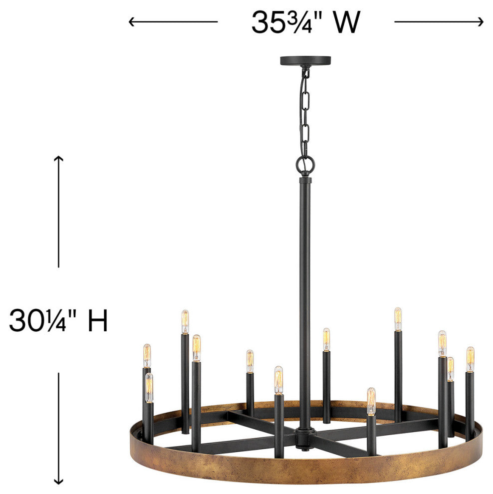 Wells 12-Light Chandelier, Weathered Brass