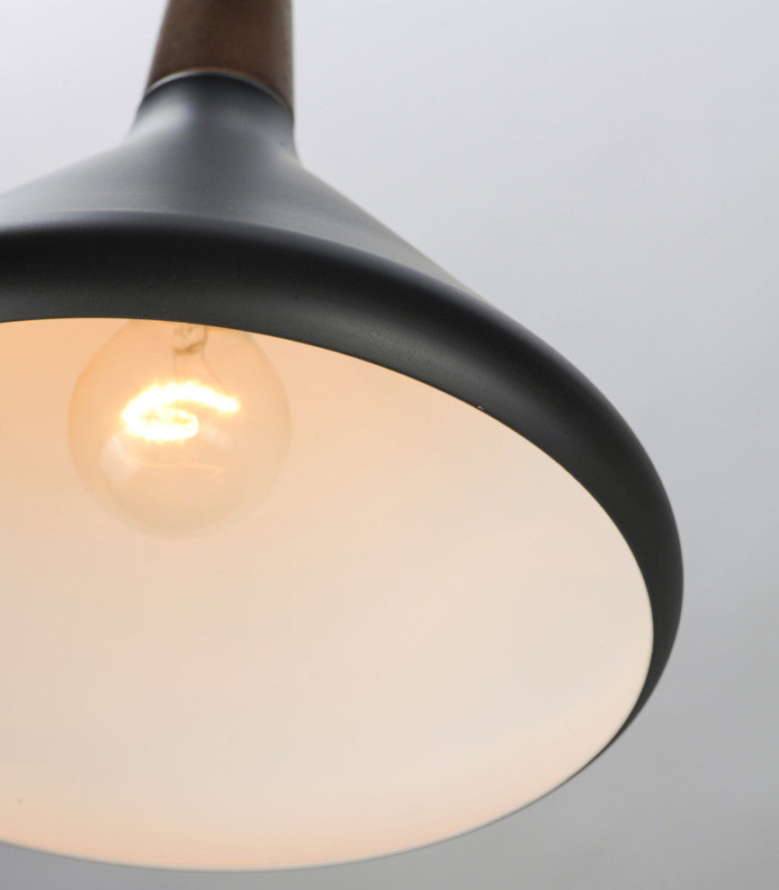 Maxim 11354 Nordic 1 Light 15\" Wood / Aluminum Pendant - Walnut / Black