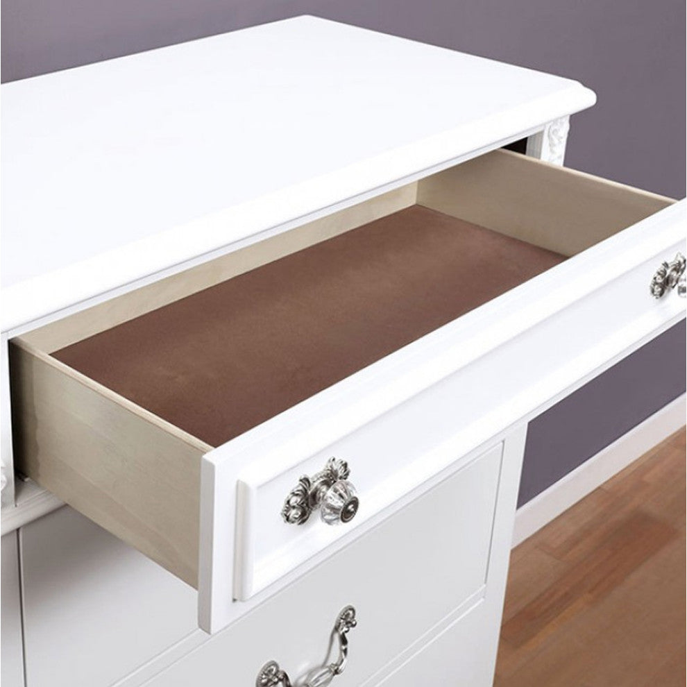 Wooden Chest with 5 Drawers, White