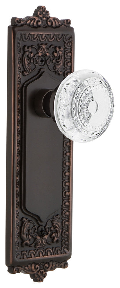 Egg and Dart Plate Passage Crystal Meadows Knob, Timeless Bronze, 2.375"